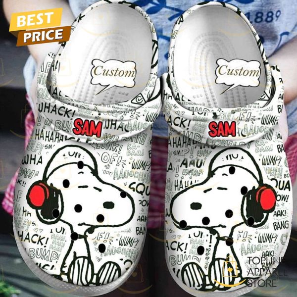 Personalized Snoppy Listen To Music Crocs