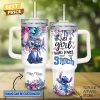 Personalized Just A Woman Who Loves Stitch Tumbler With Handle And Straw