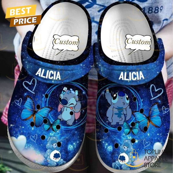 Personalized Night Sky Blue Butterfly Stitch Crocs