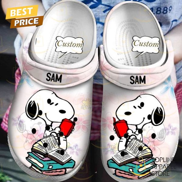 Personalized Snoopy Reading A Book Crocs