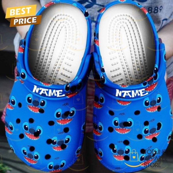 Personalized Stitch Faces Pattern Blue Crocs