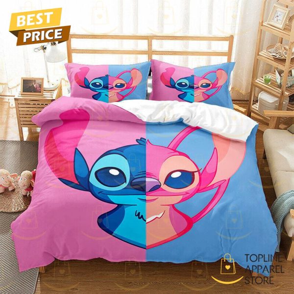 Stitch Cartoon Pink Girly Bedding Set