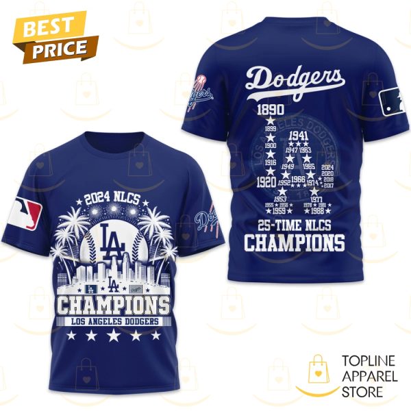 2024 NLCS Los Angeles Dodgers – 25 Time NLCS Champions 3D T-Shirt – Blue