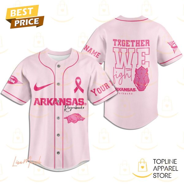 Personalized Arkansas Razorbacks Together We Fight Baseball Jersey – Pink