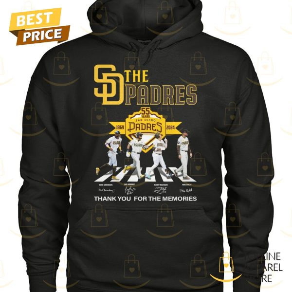 The San Diego Padres 55 Years 1969-2024 Signature Thank You For The Memories Unisex T-Shirt