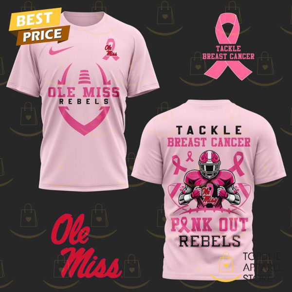 Ole Miss Rebels Tackle Breast Pink Out 3D T-Shirt – Pink