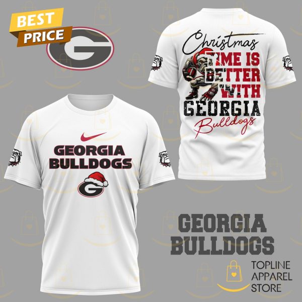 Christmas Time Is Better With Georgia Bulldogs 3D T-Shirt – White