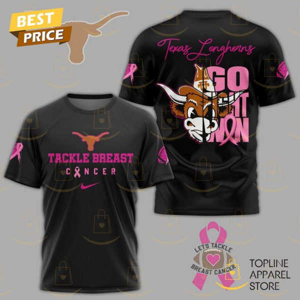 Texas Longhorns Tackle Breast Pink – Go Fight Win 3D T-Shirt – Black