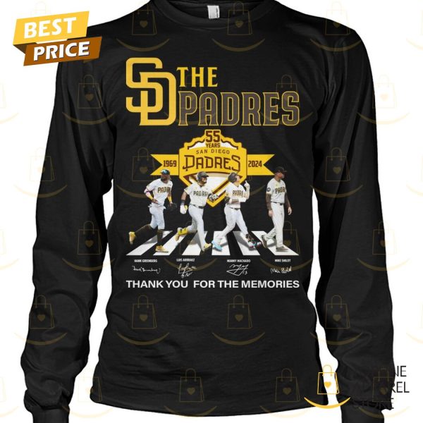 The San Diego Padres 55 Years 1969-2024 Signature Thank You For The Memories Unisex T-Shirt