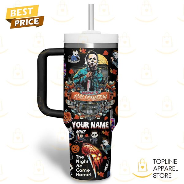 Personalized Welcome To Halloween Boogeyman Tumbler With Handle And Straw