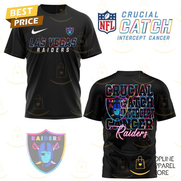 Las Vegas Raiders Crucial Catch Intercept Cancer 3D T-Shirt