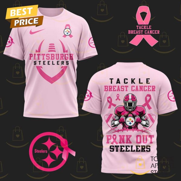 Pittsburgh Steelers Tackle Breast Pink Out Steelers 3D T-Shirt – Pink