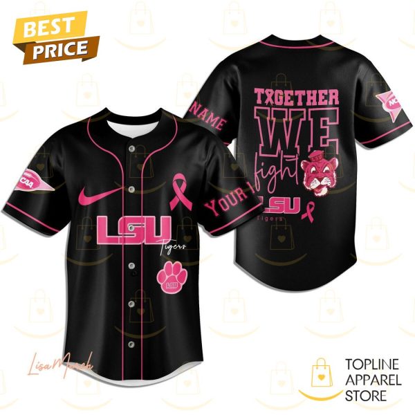 Personalized LSU Tigers Together We Fight Baseball Jersey – Black