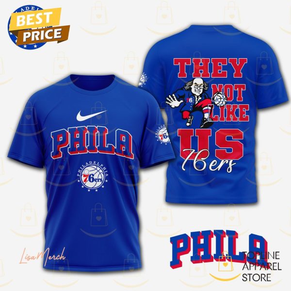 Philadelphia 76ers – They Not Like Us 3D T-Shirt – Blue