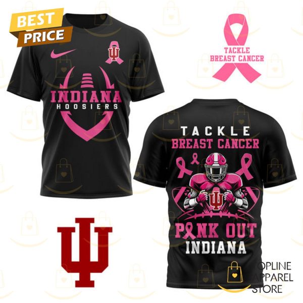 Indiana Hoosiers Tackle Breast Cancer – Pink Out Indiana 3D T-Shirt – Black