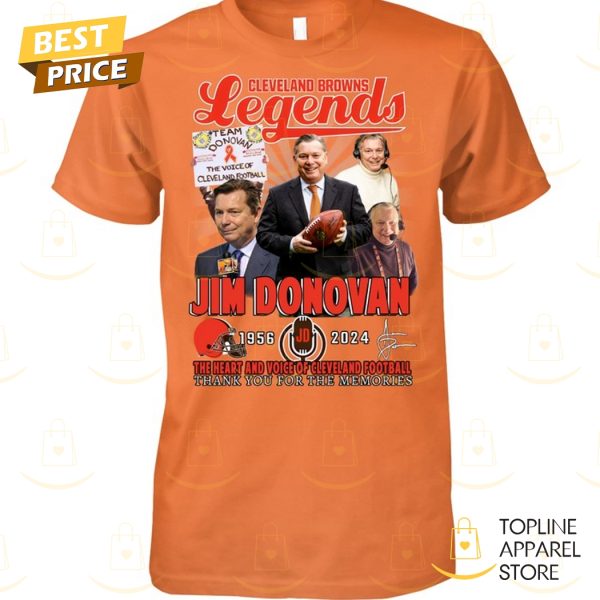 Jim Donovan Cleveland Browns Legends 1956-2024 Signature Thank You For The Memories Unisex T-Shirt