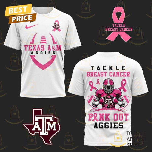 Texas A&M Aggies Tackle Breast Pink Out 3D T-Shirt