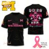 Indiana Hoosiers Pink Out Tackle Breast Go Big Red 3D T-Shirt – Black