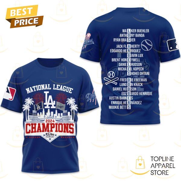 National League Champions 2024 Los Angeles Dodgers 3D T-Shirt – Blue