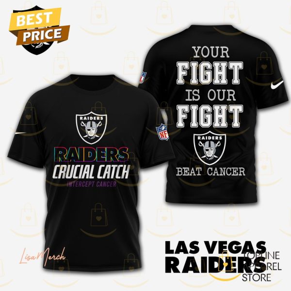 Las Vegas Raiders – Your Fight Is Our Fight Beat Cancer 3D T-Shirt – Black