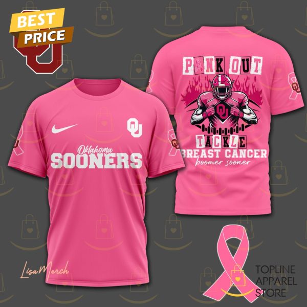 Oklahoma Sooners – Pink Out Tackle Breast Cancer Booner Sooner 3D T-Shirt – Pink