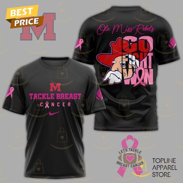 Ole Miss Rebels – Tackle Breast Cancer Go Fight Win 3D T-Shirt – Black