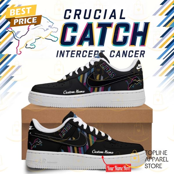 Personalized Detroit Lions 2024 Crucial Catch Intercept Cancer Air Force 1