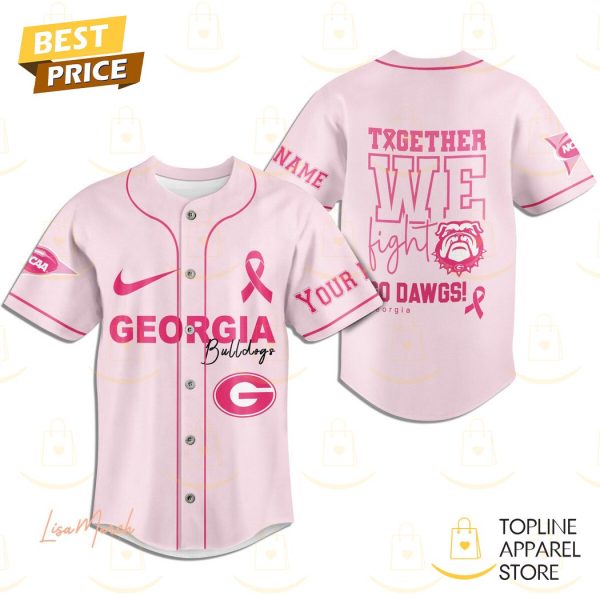 Personalized Georgia Bulldogs Together We Fight Baseball Jersey – Pink