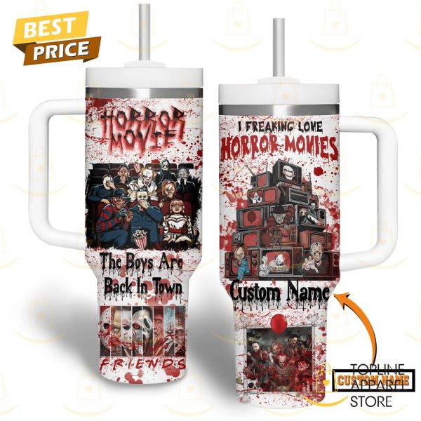 Personalized Horror Movie – The Boys Are Back In Town Friends Tumbler With Handle And Straw