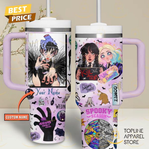 Personalized The Addams Family Spooky Season Tumbler With Handle And Straw