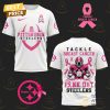 Pittsburgh Steelers Tackle Breast Pink Out Steelers 3D T-Shirt – Black