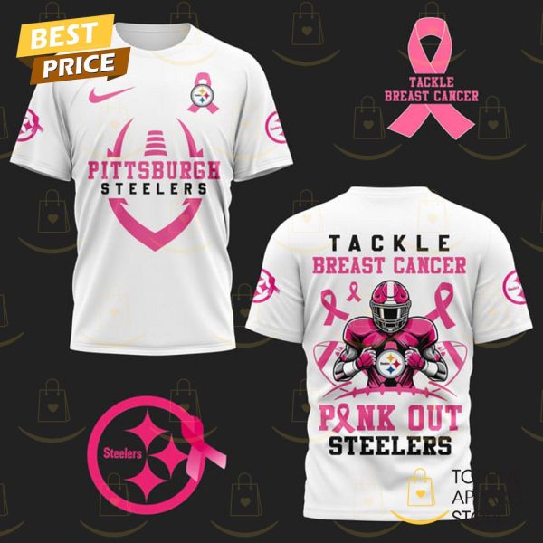 Pittsburgh Steelers Tackle Breast Pink Out Steelers 3D T-Shirt