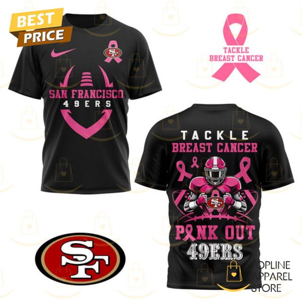 San Francisco 49ers Tackle Breast Pink Out 49ers 3D T-Shirt – Black