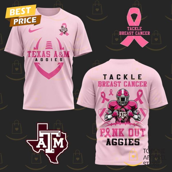 Texas A&M Aggies Tackle Breast Pink Out 3D T-Shirt – Pink