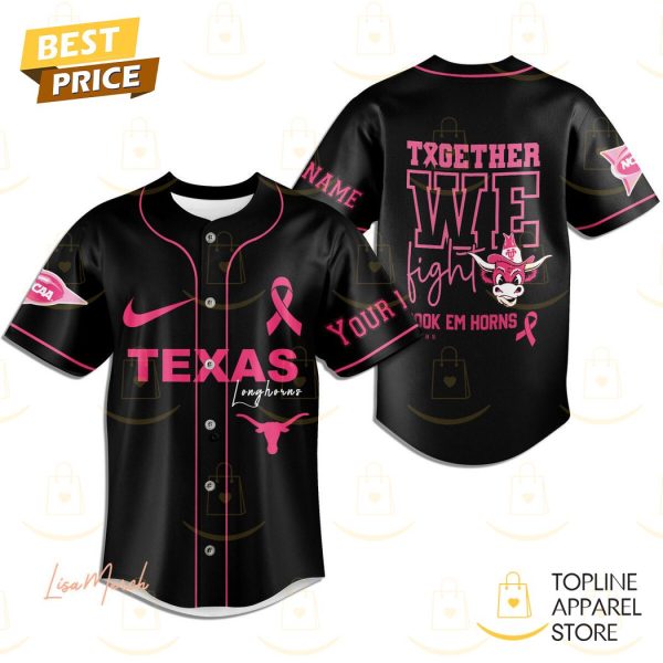 Texas Longhorns Together We Fight Baseball Jersey – Black