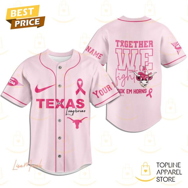 Texas Longhorns Together We Fight Baseball Jersey – Pink