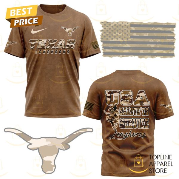 USA Salute To Service Texas Longhorns 3D T-Shirt