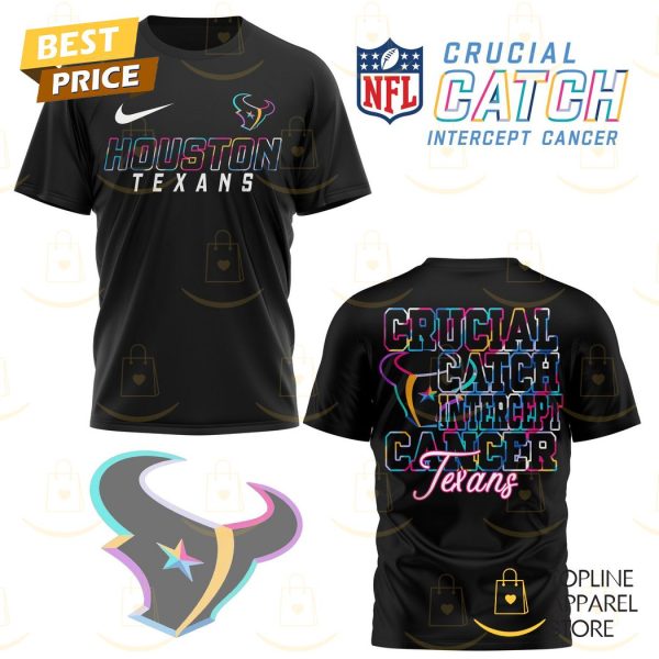 Houston Texans Crucial Catch Intercept Cancer 3D T-Shirt