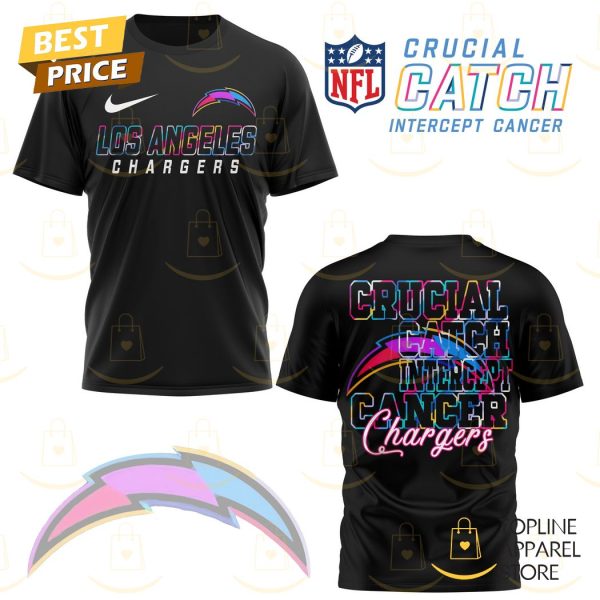 Los Angeles Chargers Crucial Catch Intercept Cancer 3D T-Shirt