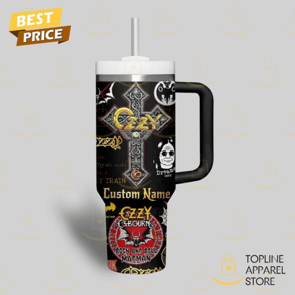 Personalized Ozzy Osbourne Rock & Roll Tumbler With Handle And Straw