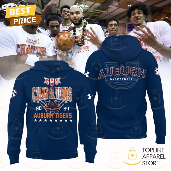 Auburn Tigers Men Basketball 2024 Maui Invitational Champions Hoodie – Blue