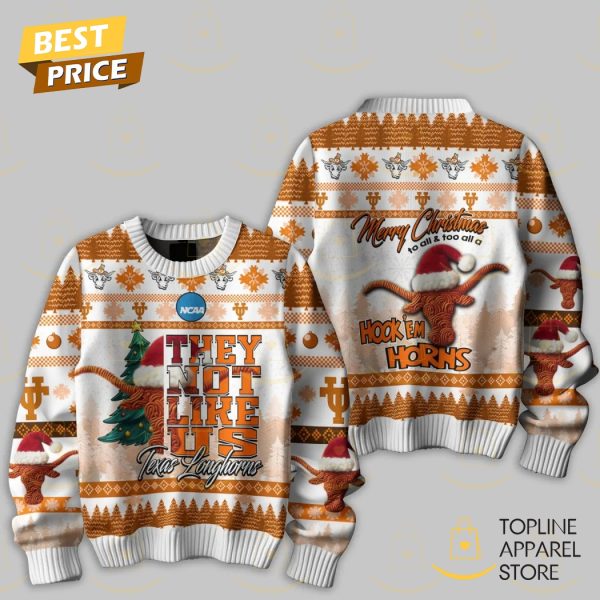 They Not Like Us Texas Longhorns Merry Christmas Hook Em Horns Sweater