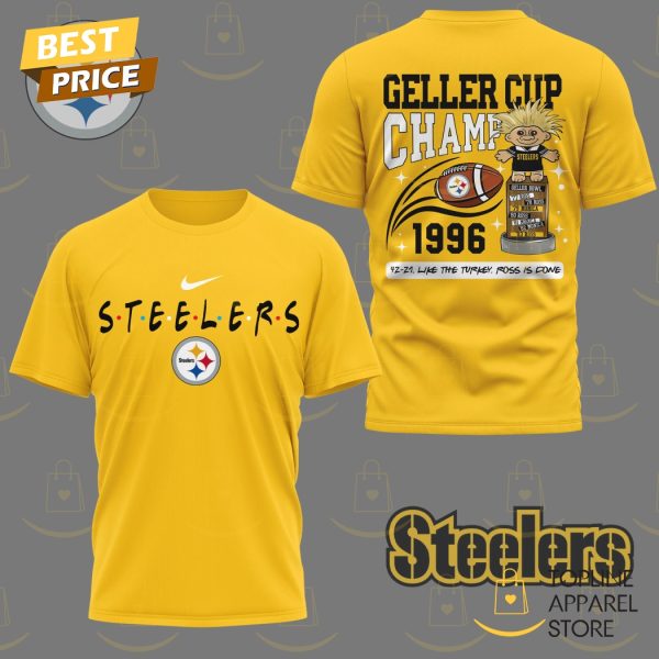 Pittsburgh Steelers Geller Cup Champ 1996 3D T-Shirt – Gold