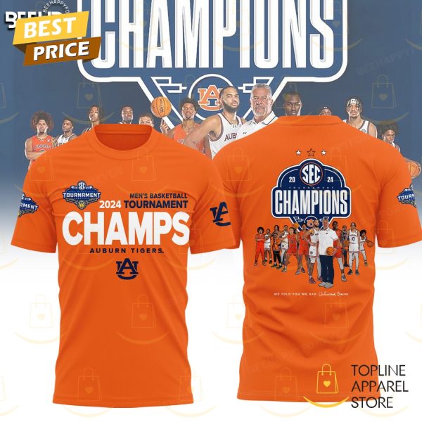 2024 Men Basketball Tournament Champs Auburn Tigers 3D T-Shirt