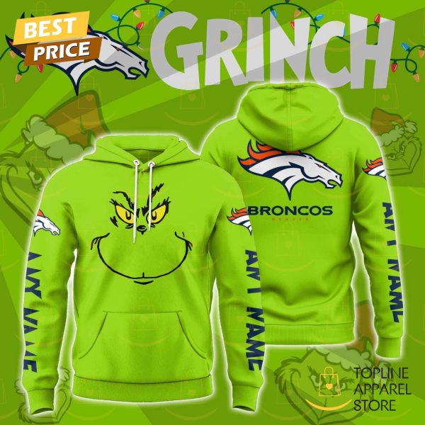 Personalized The Grinch x Denver Broncos Hoodie – Green