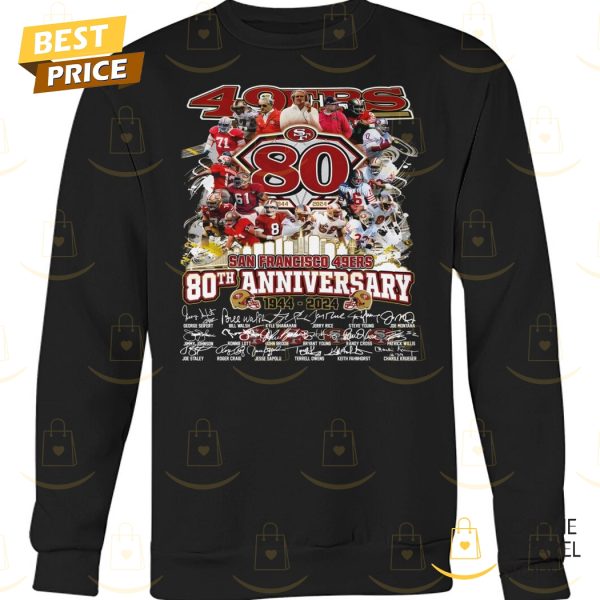 San Francisco 49ers 80th Anniversary 1944-2024 Signature Unisex T-Shirt