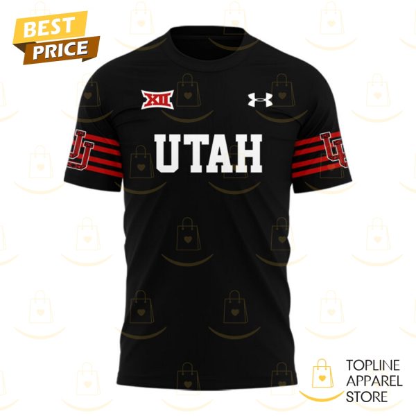 Utah Utes Football Team Logo 3D T-Shirt – Black