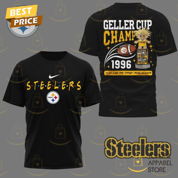 Pittsburgh Steelers Geller Cup Champ 1996 3D T-Shirt – Black