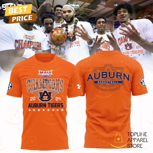 Auburn Tigers Men Basketball 2024 Maui Invitational Champions 3D T-Shirt – Orange