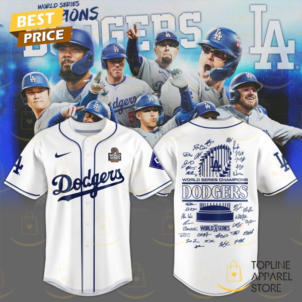 Los Angeles Dodgers World Series Champions 2024 Players Signature Baseball Jersey – White